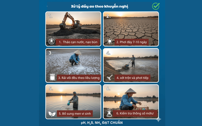 các bước xử lý đáy ao