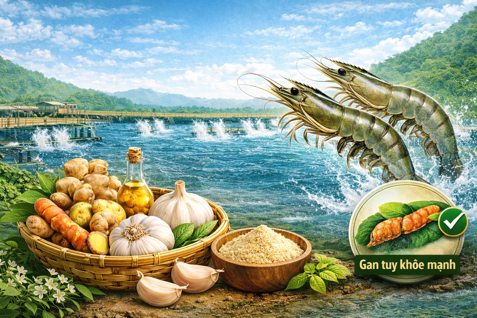 Mở đầu: Vì sao tỏi được xem là “kháng sinh tự nhiên” trong nuôi tôm?