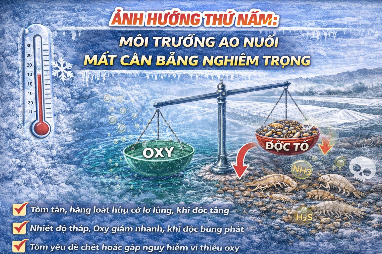 ẢNH HƯỞNG THỨ NĂM: MÔI TRƯỜNG AO NUÔI MẤT CÂN BẰNG NGHIÊM TRỌNG