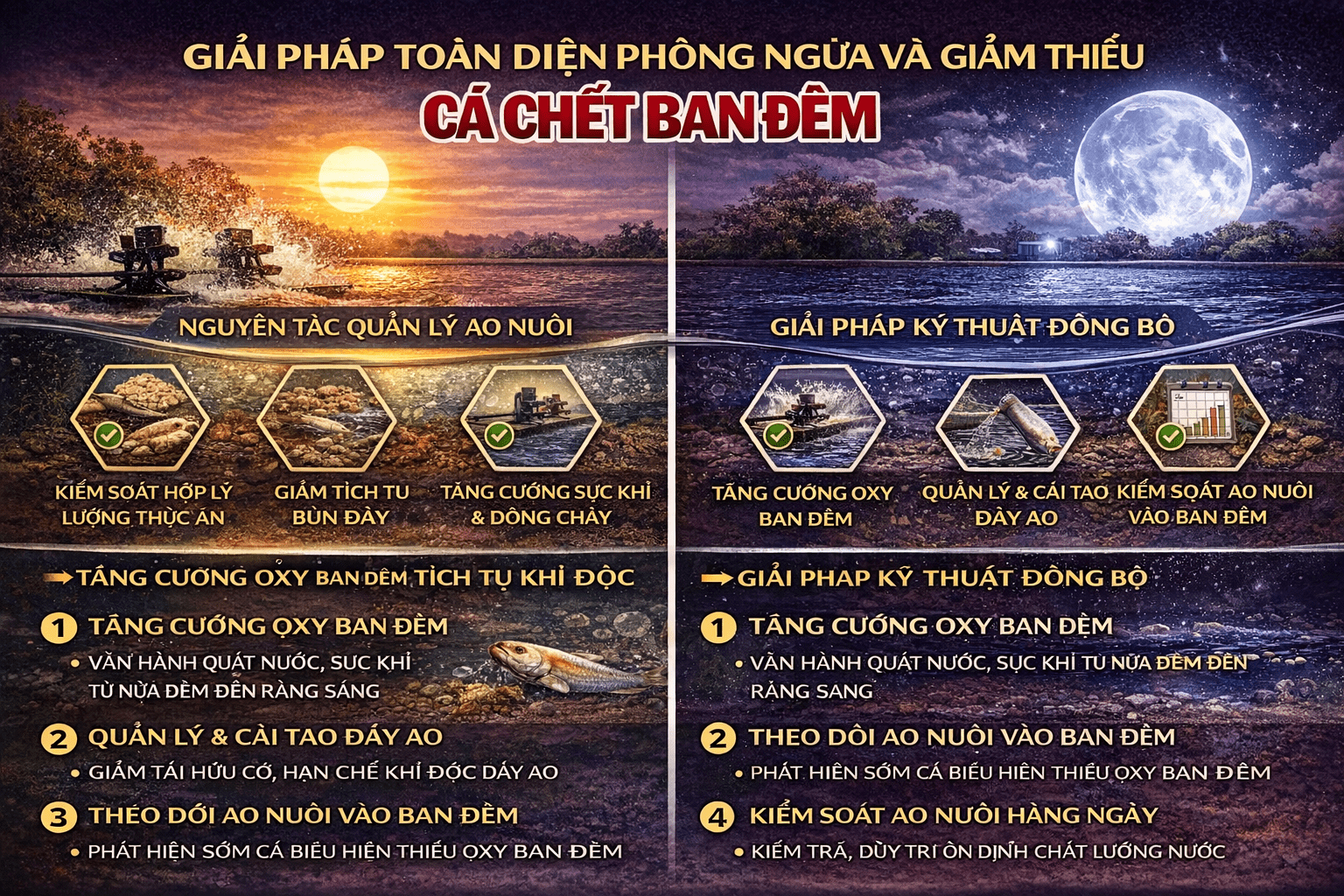 GIẢI PHÁP TOÀN DIỆN PHÒNG NGỪA VÀ GIẢM THIỂU CÁ CHẾT BAN ĐÊM