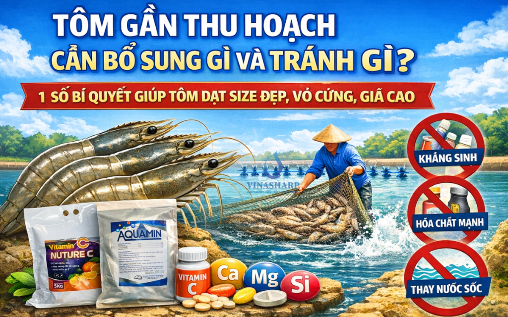 TÔM GẦN THU HOẠCH CẦN BỔ SUNG GÌ VÀ TRÁNH GÌ? 1 SỐ BÍ QUYẾT GIÚP TÔM ĐẠT SIZE ĐẸP, VỎ CỨNG, GIÁ CAO