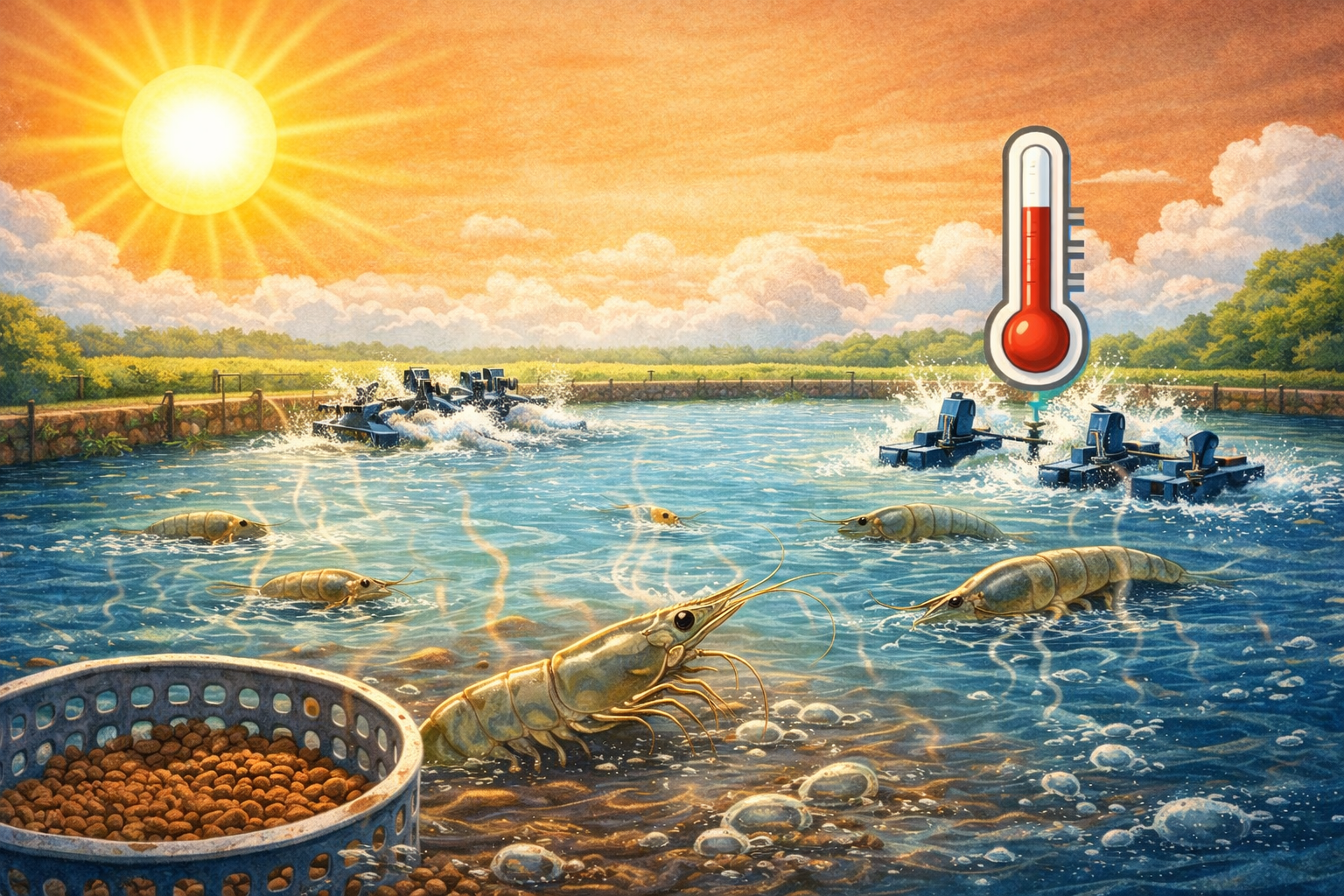 Nắng nóng ảnh hưởng như thế nào đến ao nuôi tôm?