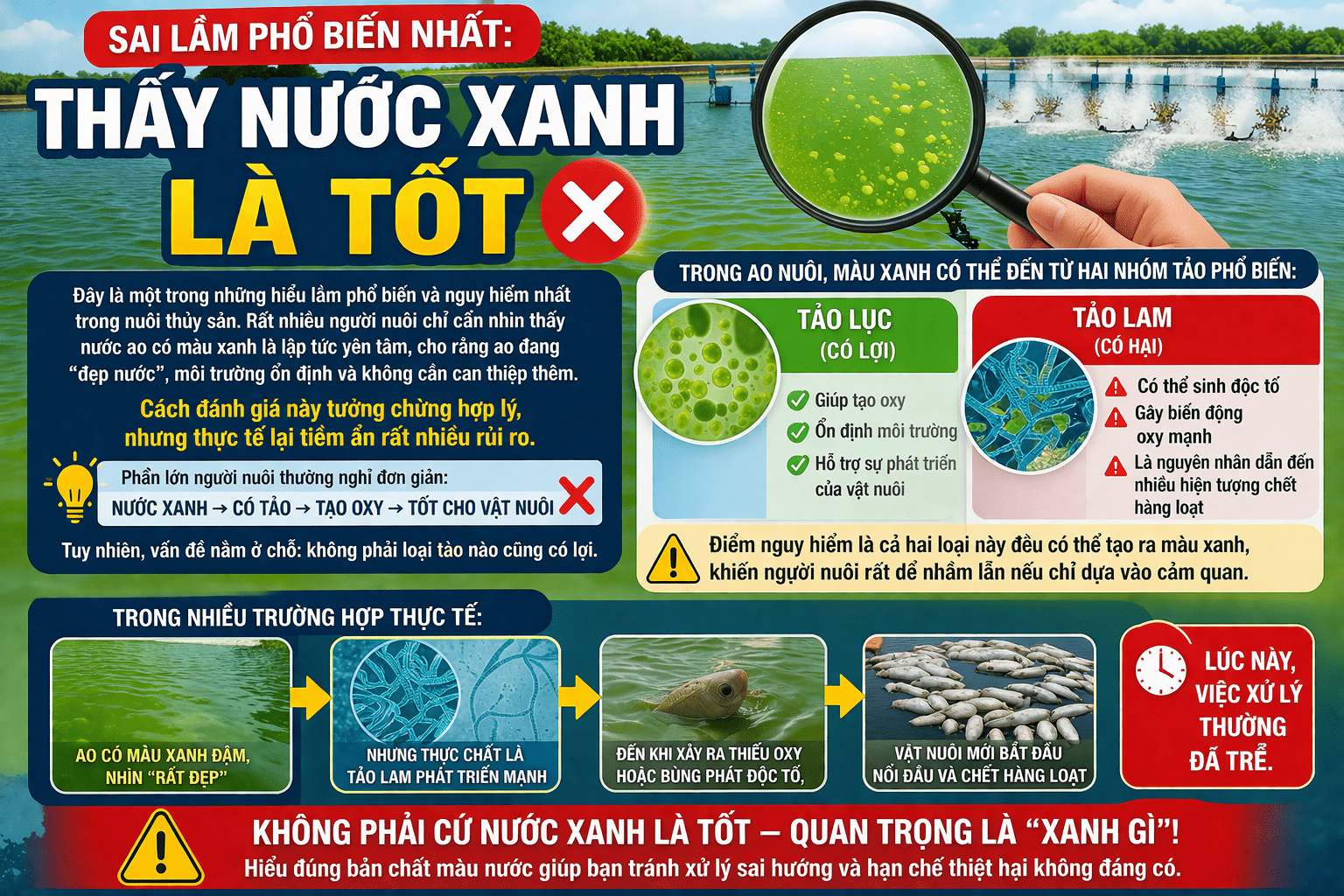 Sai lầm phổ biến nhất: Thấy nước xanh là tốt