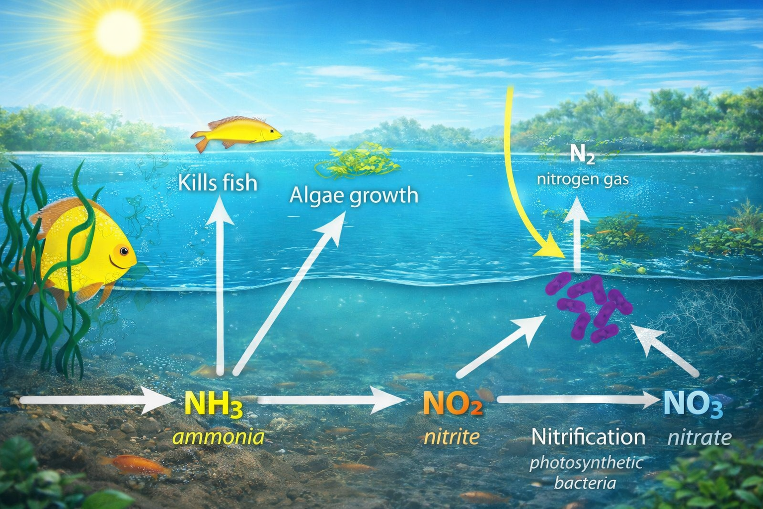 Nguyên nhân khiến NO₂ tăng cao trong ao tôm