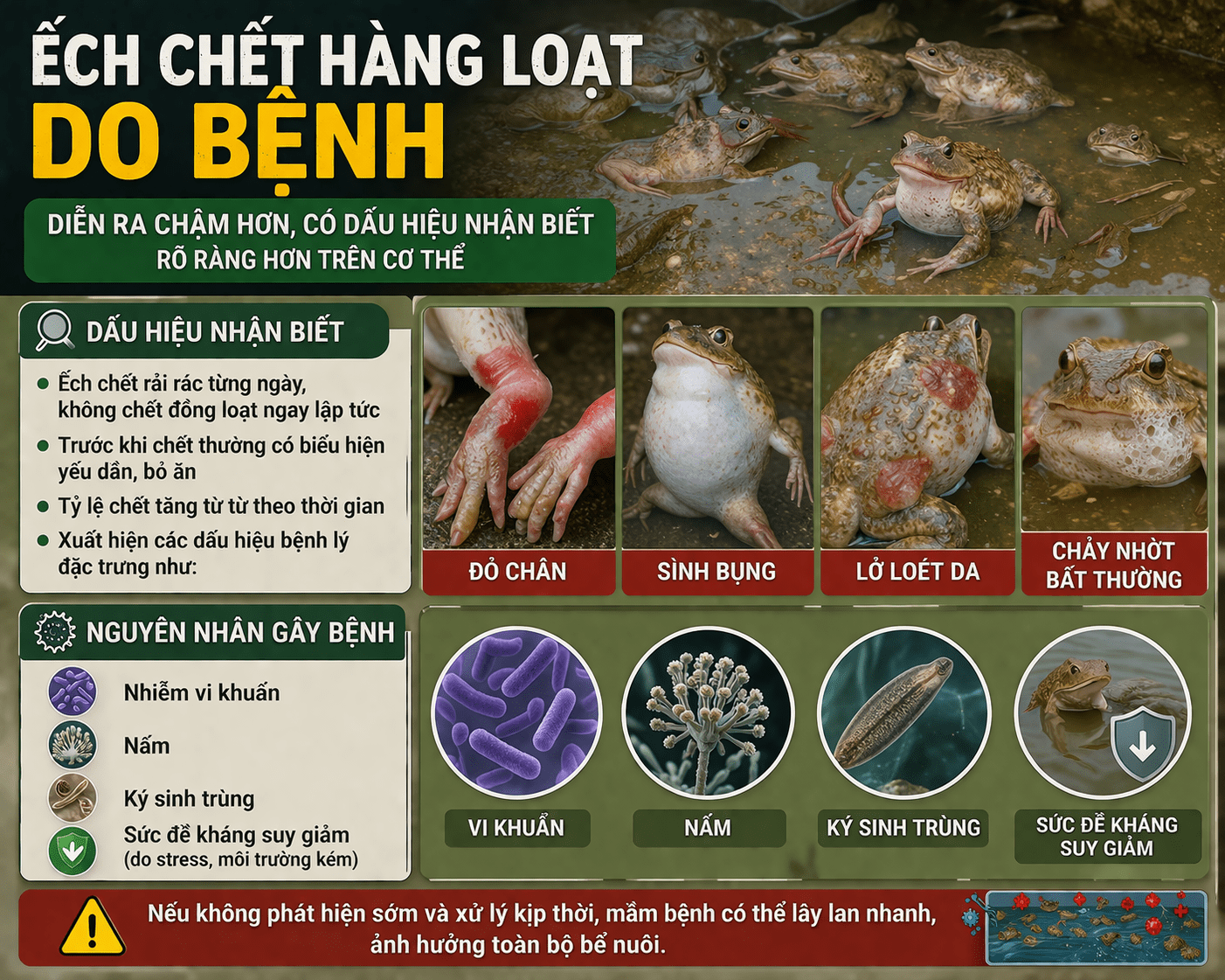 Ếch chết hàng loạt do bệnh