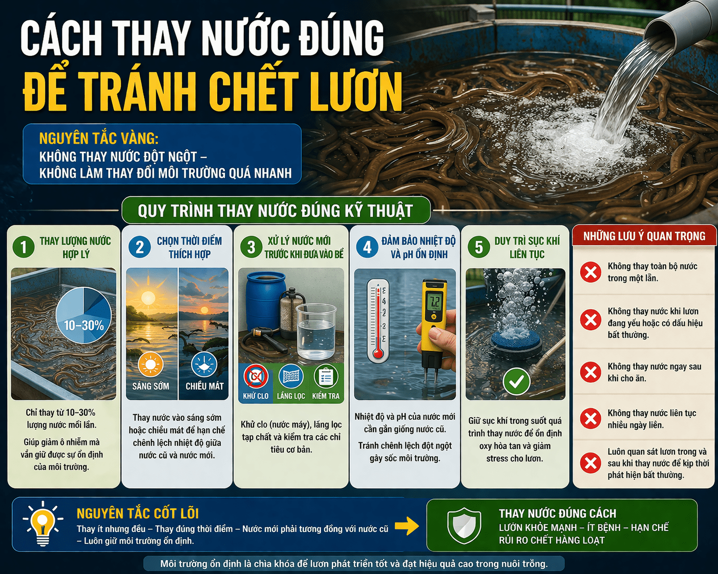 Cách thay nước đúng để tránh chết lươn