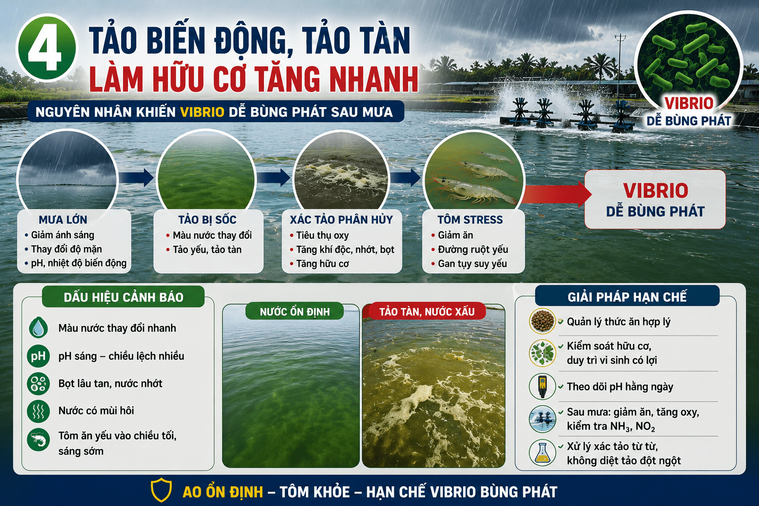 Tảo biến động, tảo tàn làm hữu cơ tăng nhanh