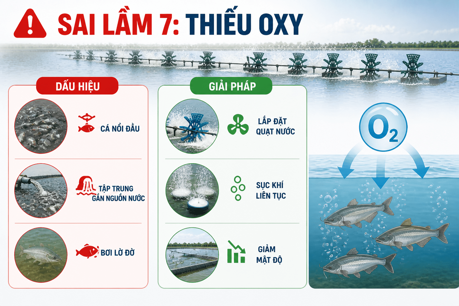 Sai lầm 7: Thiếu oxy trong ao nuôi