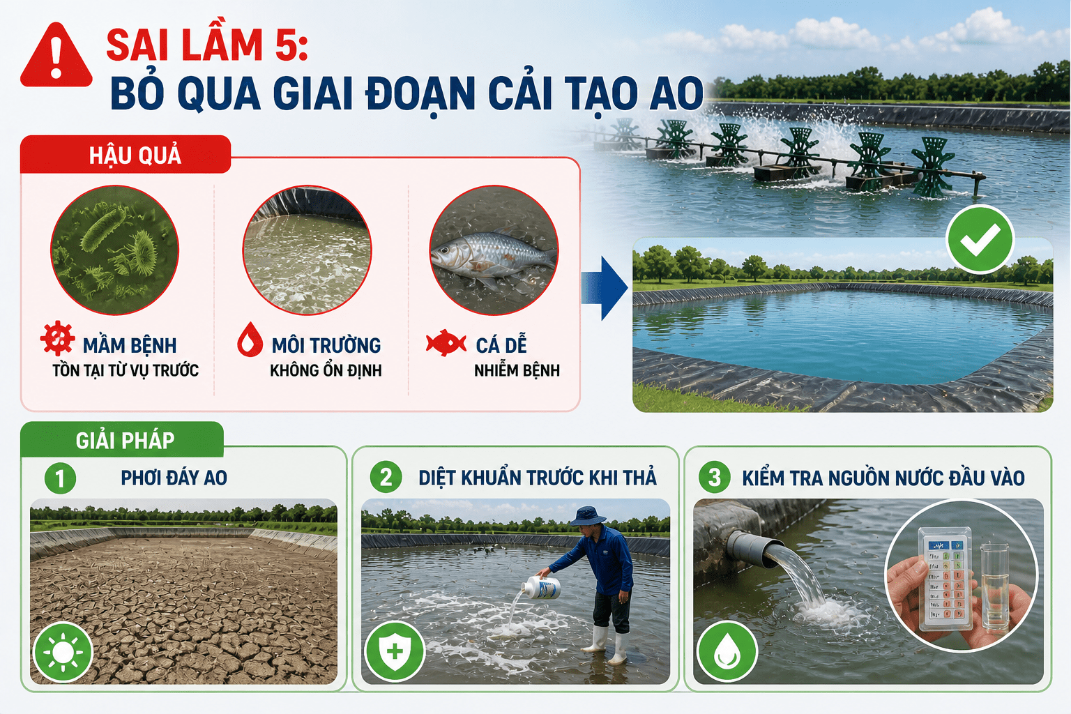 Sai lầm 5: Bỏ qua giai đoạn cải tạo ao