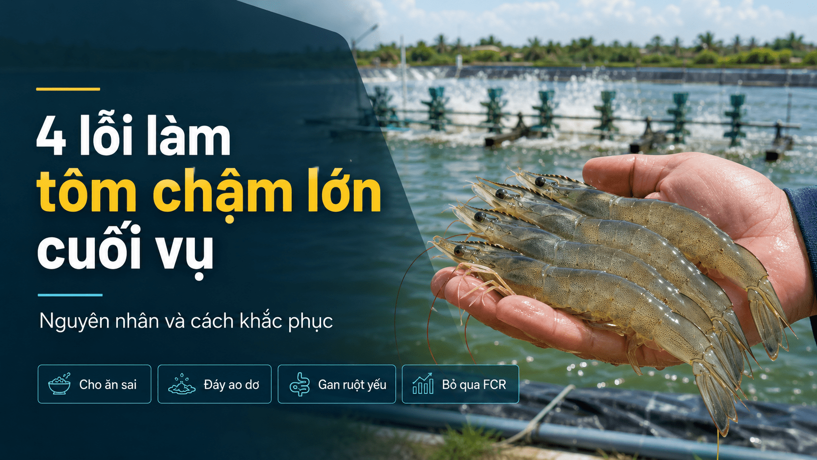 4 lỗi làm tôm chậm lớn cuối vụ: nguyên nhân và cách khắc phục