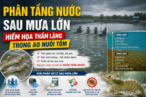 PHÂN TẦNG NƯỚC SAU MƯA LỚN TRONG AO TÔM: NGUYÊN NHÂN, DẤU HIỆU VÀ CÁCH XỬ LÝ
