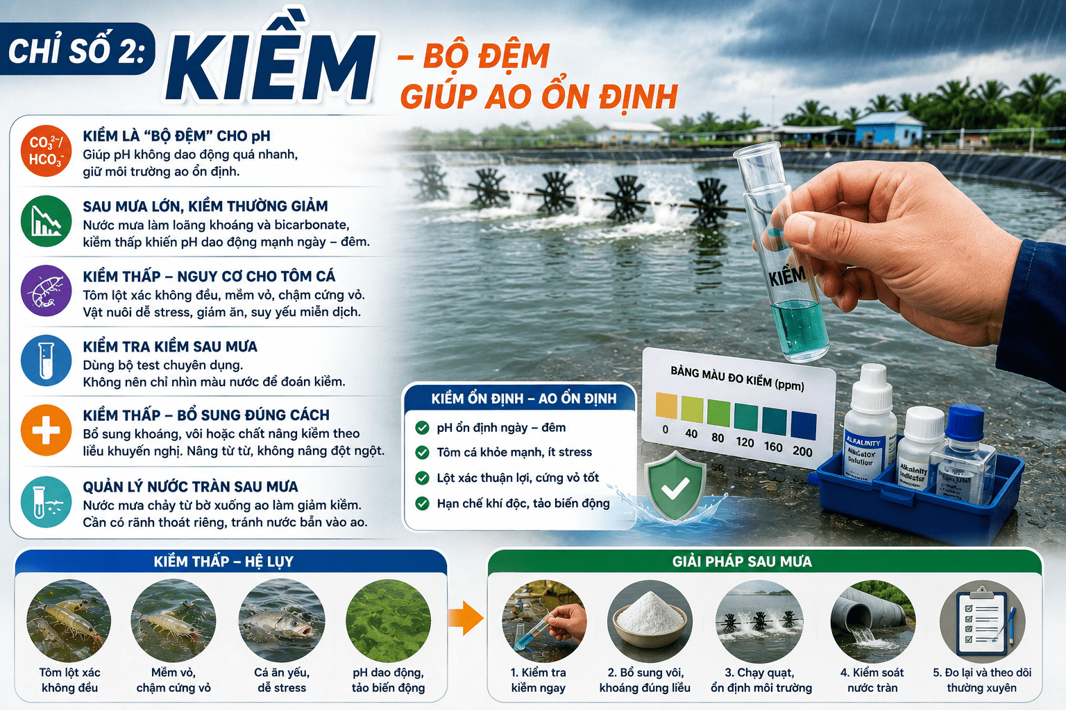 Chỉ số 2: Kiềm – Bộ đệm giúp ao ổn định