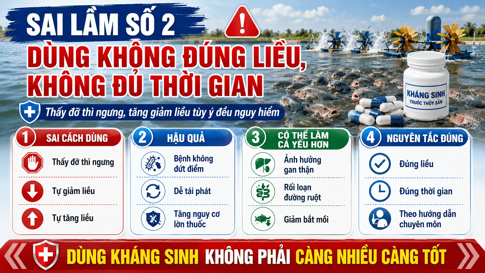 Sai lầm khi dùng kháng sinh số 2: Dùng không đúng liều, không đủ thời gian
