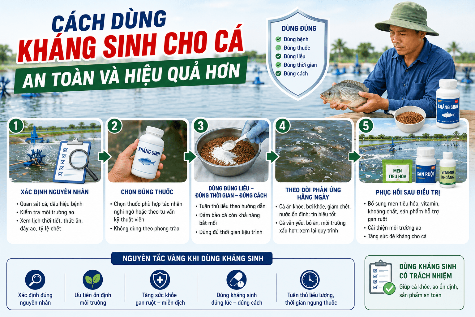 Cách dùng kháng sinh cho cá an toàn và hiệu quả hơn