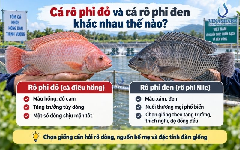 Cá rô phi đỏ và cá rô phi đen khác nhau như thế nào?