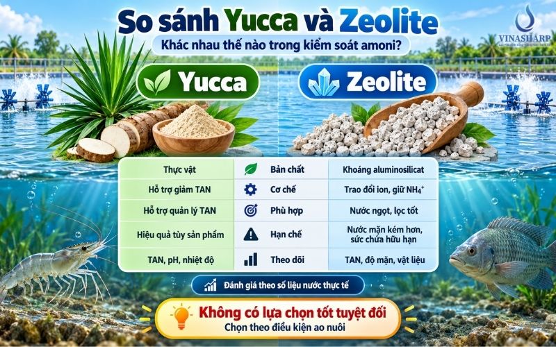 So sánh Yucca và Zeolite trong kiểm soát amoni